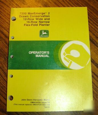 John deere 7200 drawn planter operator's manual jd book