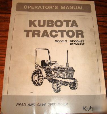 Kubota B1550HST & B1750HST tractor operator's manual
