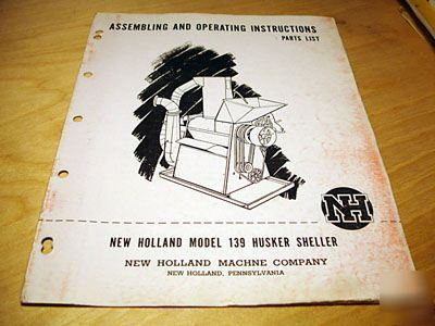 New holland 139 husker-sheller parts manual catalog nh