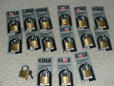 New lot of 16 cole 1 1/2 inch solid brass padlocks - 