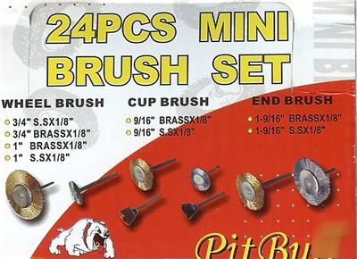 24 wire mini brass brush brushes set wheel end cup tool