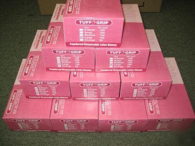 Lot of 1000 latex disposable powdered gloves large 