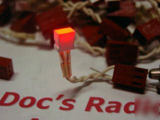 Qty. 50, square red leds with pigtails and connectors