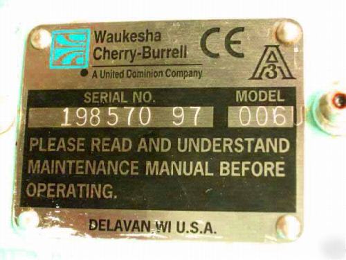 Waukesha rotary positive displacement pump model 6U