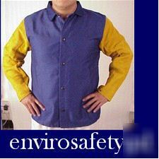 Welding jacket combo fr cotton leather sleeves med