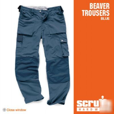 Scruffs beaver nylon trousers blue W34 +free socks