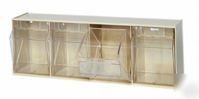 (4) bintip out plastic storage organizer box system 