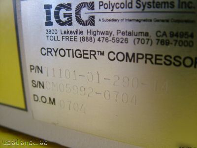 Brooks automation cryotiger compressor T1102-01-290-14