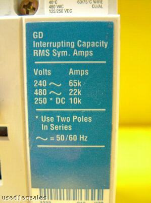Cutler-hammer gd 22K 3-pole 40 amp used circuit breaker