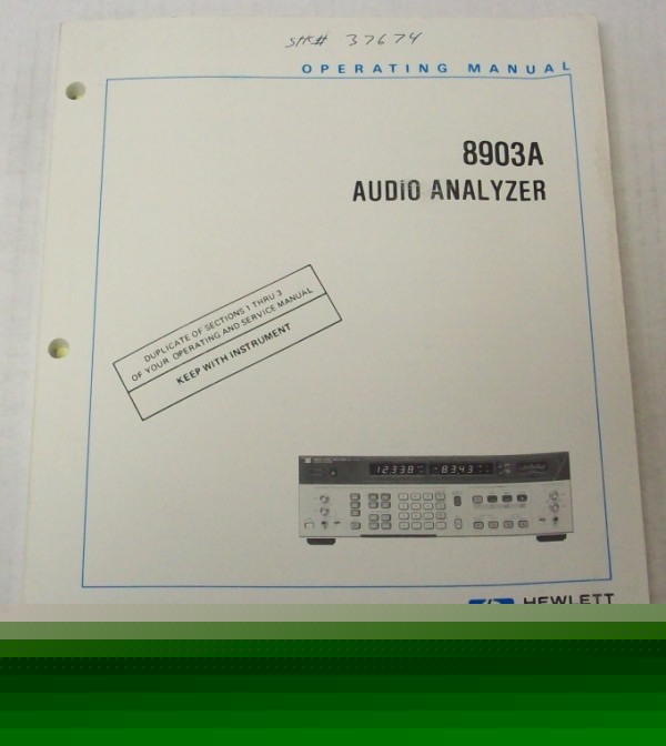 Hp 8903A audio analyzer operating manual - $5 shipping 