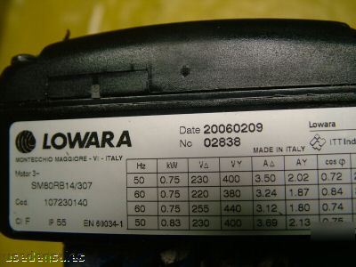 Lowara centrifugal pump with motor SV206N07TSP.75KW