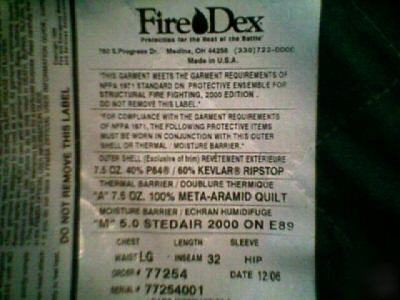 New fire-dex P84 express turnout gear pants size large
