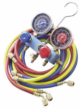 Robinair manifold gauges hvac/r w/sight glass & hoses