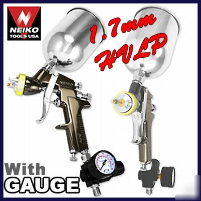 1.7MM hvlp air paint spray gun gauge regulator gravity 