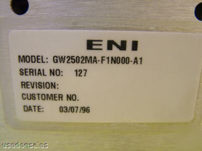 Eni genesis 2500W rf generator GW2502MA-F1N000-A1