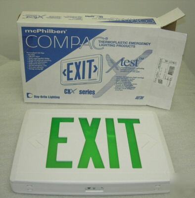 New in box mcphilben compac cxx series exit sign green