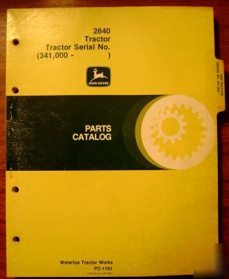 John deere 2640 tractor parts catalog s.n.341000 & up