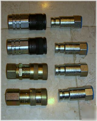 Lot of 4 sets of flat face hydraulic fittings 3/8