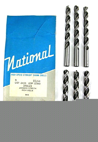 25/64 high helix jobber length drills straight shank 6