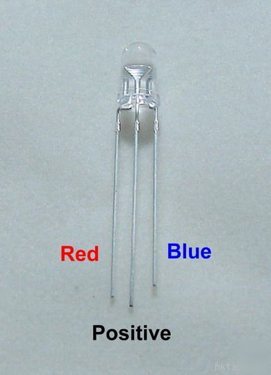 15X blue / red 5MM 3 lead led bulb free resistors