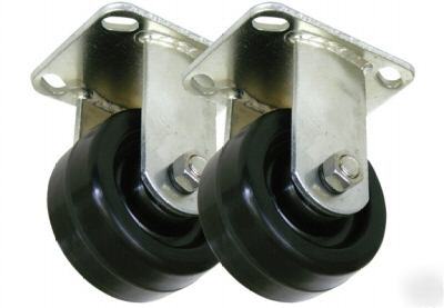 4 x 2 moldon rubber wheel - rigid caster â€“ (set of 2)