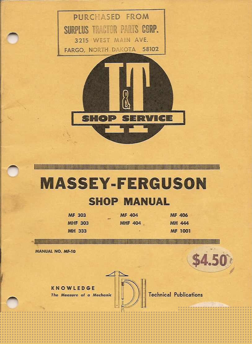Massey ferguson tractor vintage repair manual 1960