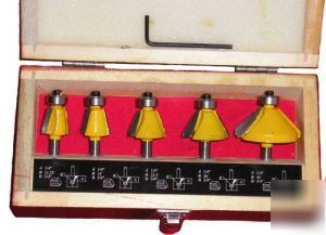 Router bits 5PC chamfer 1/4