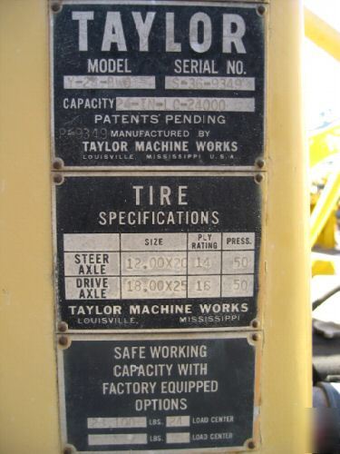 Taylor 24,000 lb side cab forklift diesel, 67