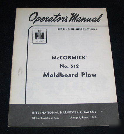 Ih intl harvester mccormick no 512 moldboard plow