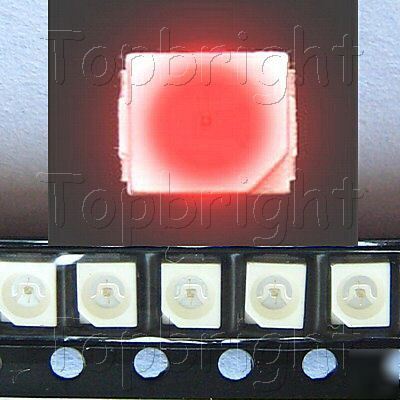 New 1000 pcs plcc-2 power top smd smt 1300 mcd red led 