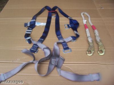 Fallstop inc. safety harness (sz. m - l) w / 4' lanyard