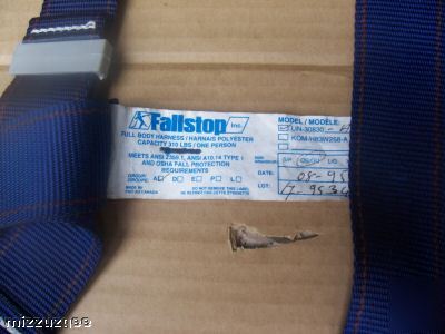 Fallstop inc. safety harness (sz. m - l) w / 4' lanyard