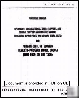 Agilent hp 86601A rf plug-in operating & service manual