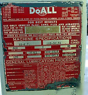 Doall band filer model 16-8F