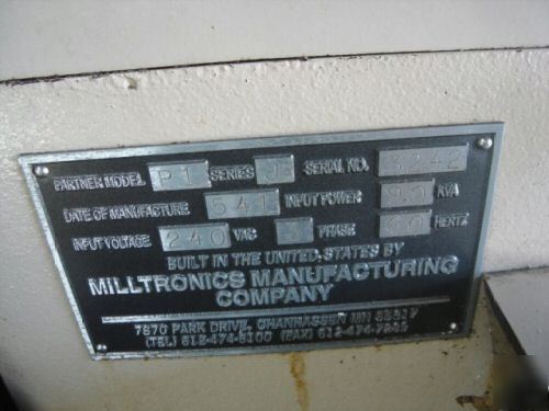 Milltronics partner 1 cnc vertical machining center