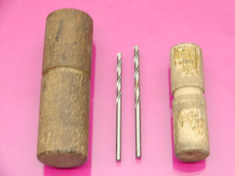 Vintage old wood drill bit holders / containers - lqqk 