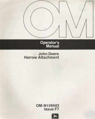 Jd op's manual and parts ctlg for harrow attachment