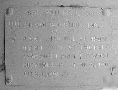 330 gal carbon steel air compressor pressure tank 2001