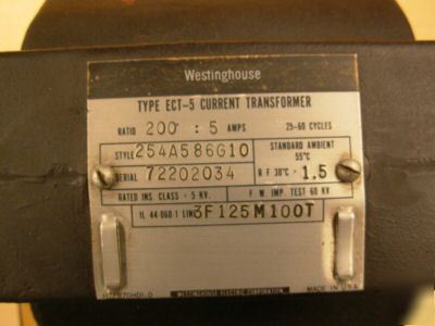 Westinghouse type ect-5 current transformer 200:5A