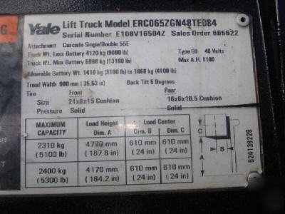 2002 yale 6500 lb electric forklift hyster toyota 