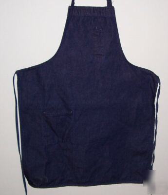 Apron, shop blue denim 30X40 self ties package of 3