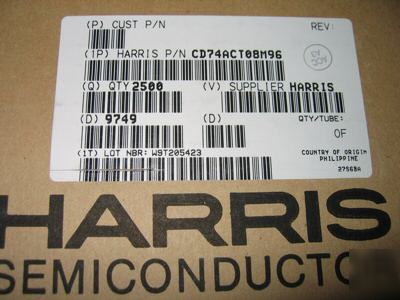 New CD74ACT08M96 harris 74ACT08 t/r 2500PCS harris 