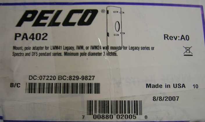 New pelco PA402 mount pole adapter 