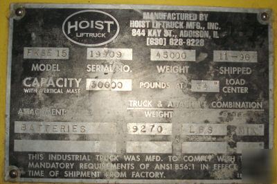 Silent hoist electric forklift model fkse-15 30000 cap