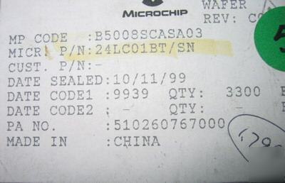 24LC01BT microchip smt serial eeprom ic t/r 24LC01B/sn