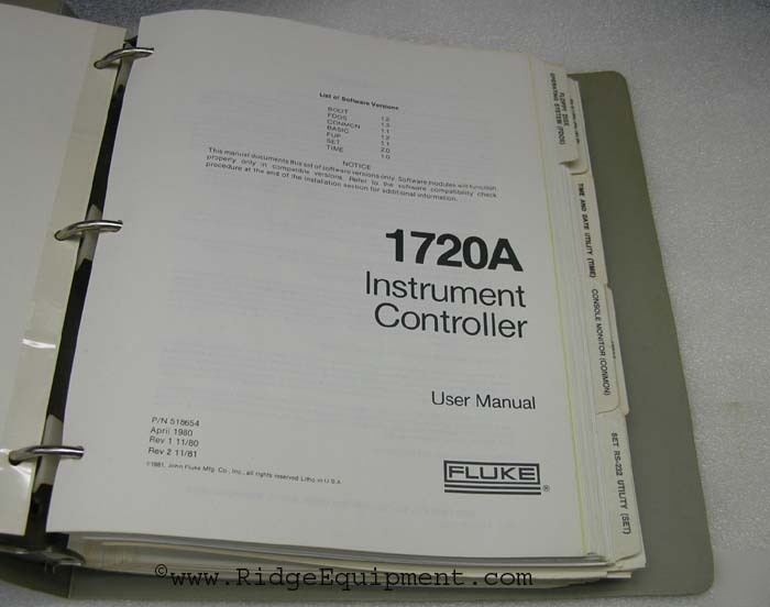 Fluke 1720A instrument controller user manual set