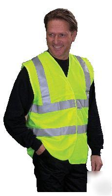 Hi vis viz single bands yellow safety vest waistcoat-xl