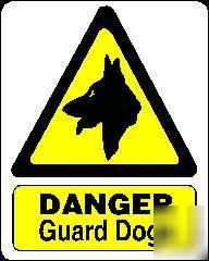 Large metal safety sign danger guard dogs 1415