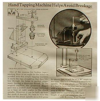 Machinists hand tapping machine plans save taps