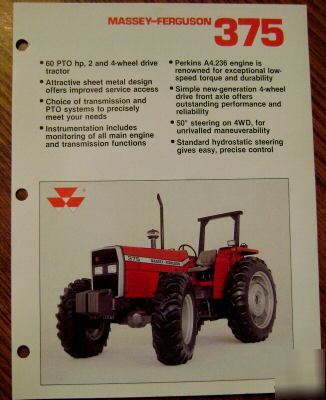 Massey ferguson mf 375 tractor spec sheet brochure
